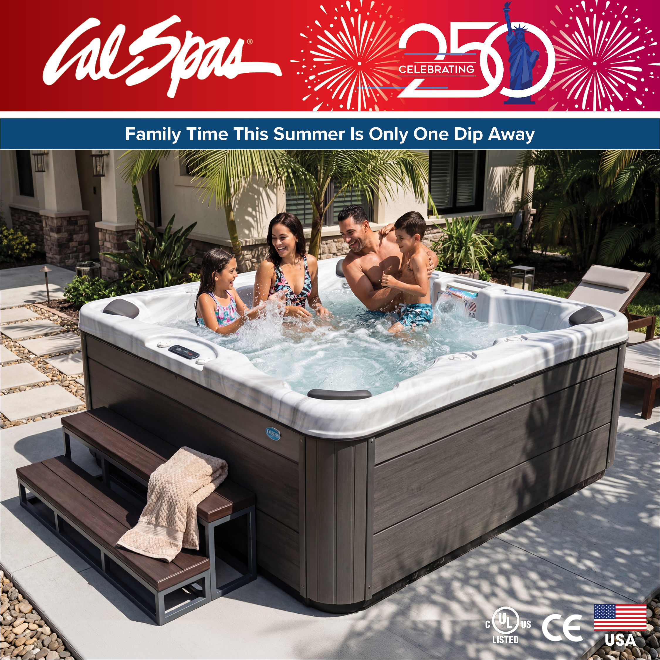 Calspas hot tub being used in a family setting - Norwell